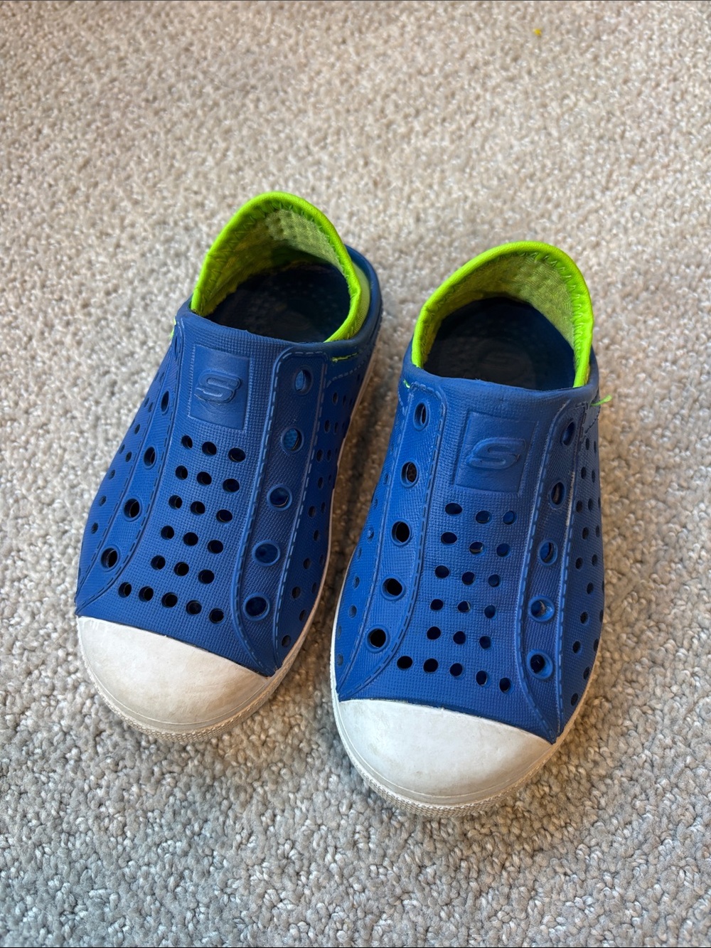 Skechers Boys Blue and Neon Green Slip-On Water Shoes